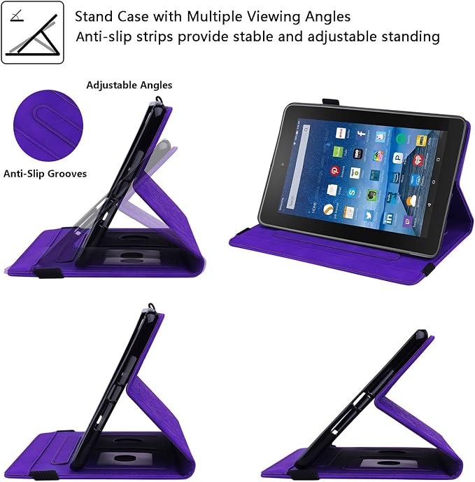Fire HD 8 Case Slim Folding Stand Auto Wake/Sleep Wallet Case with Cards/Cash Holder for Amazon Fire HD 8(8th/7th/6th Gen 2018/2017/2016 Release)-Black