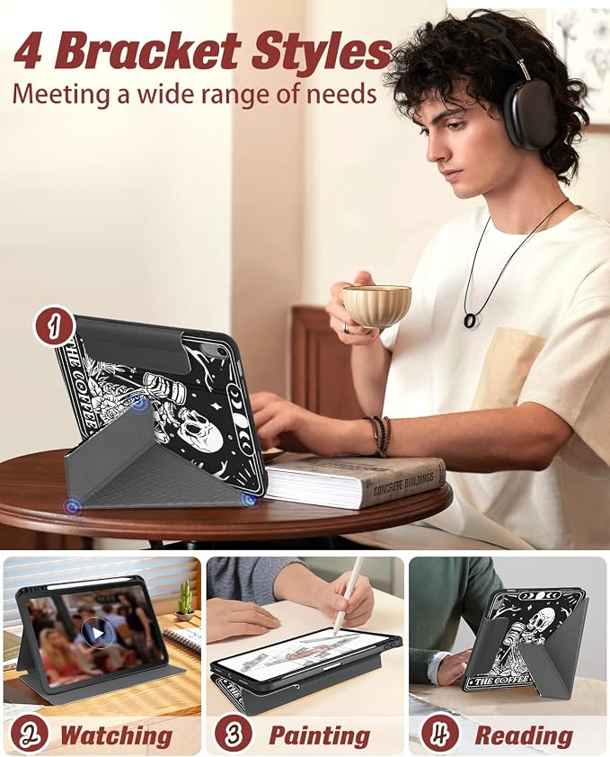 for iPad 9th/8th/7th Generation 10.2 Inch Case with Pen Holder for Boys Girls Women Men Cute Cartoon Anime Cool Funny Protector Stand Tablet Cover for Apple i Pad 7/8/9 Book Cat