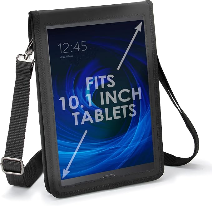 USA Gear 10 inch Tablet Case - Tablet Holder with Shoulder Strap Compatible with Apple iPad 2019 and 2018 Samsung Galaxy Tab A 10.1 Tab S3 Tab 4 10.1 Lenovo Tab 4 and Microsoft Surface Go (Black)