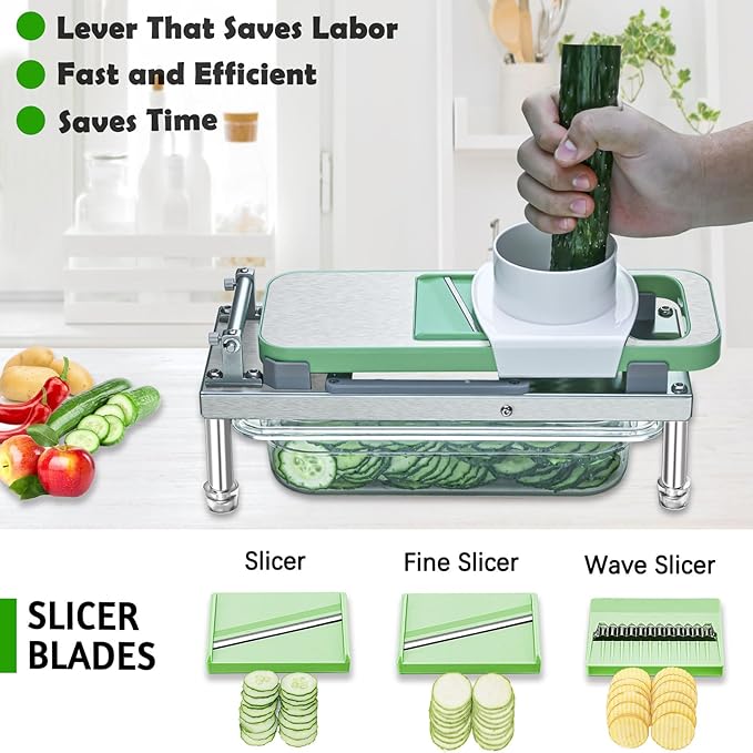 Vegetable Chopper Veggie Cutter Onion Food Dicer with Container 8 Blades
