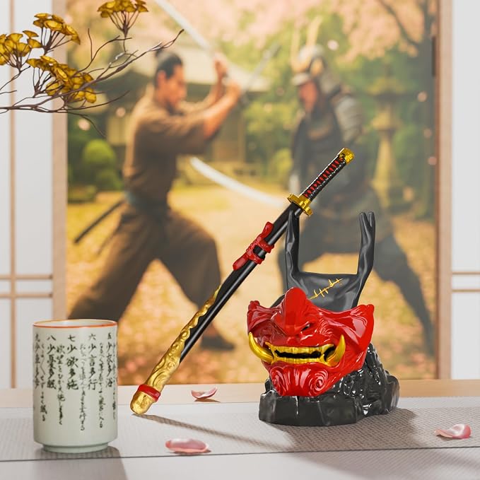 NiHome Samurai Warrior Mask Gaming Controller Holder Stand for PS5 Xbox Switch &amp Headsets Handcrafted Resin Sculpture Desktop Display Organizer for Gamers Multi-Device Charging Dock for Smartpho