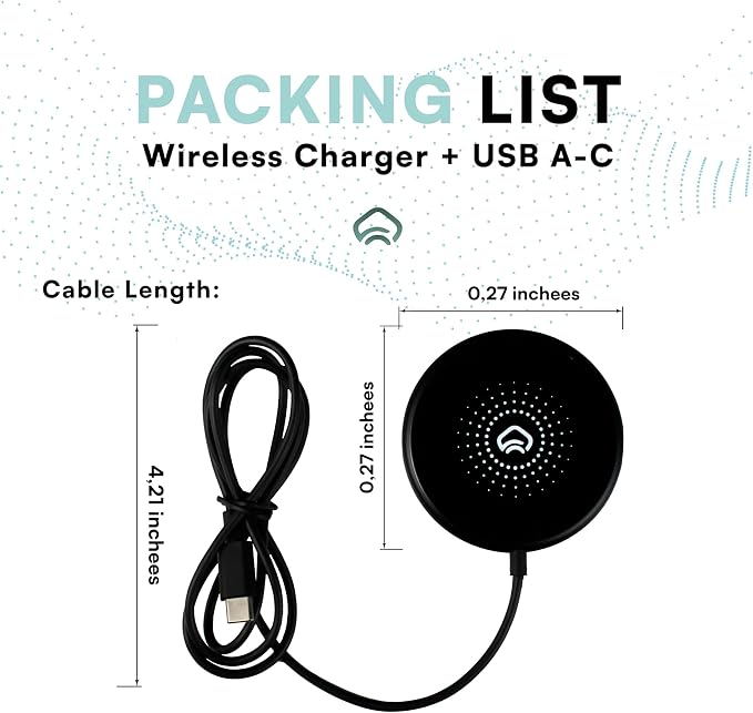 Magnetic Charger for iPhone Apple Magsafe Charger Fast Charging- Compatible with iPhone &amp AirPods 15w Wireless Charger Portable Cargador Inalámbrico (No AC Adapter)