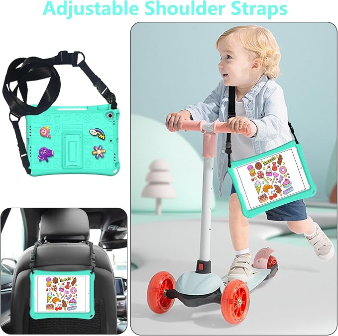 Case for iPad 10.2 Inch 2021/2020/2019/ iPad Pro 10.5 Inch/Air 3rd Gen (2019) Shoulder Strap Kickstand Children Friendly Anti-Scratch Shockproof Case Lightpurple