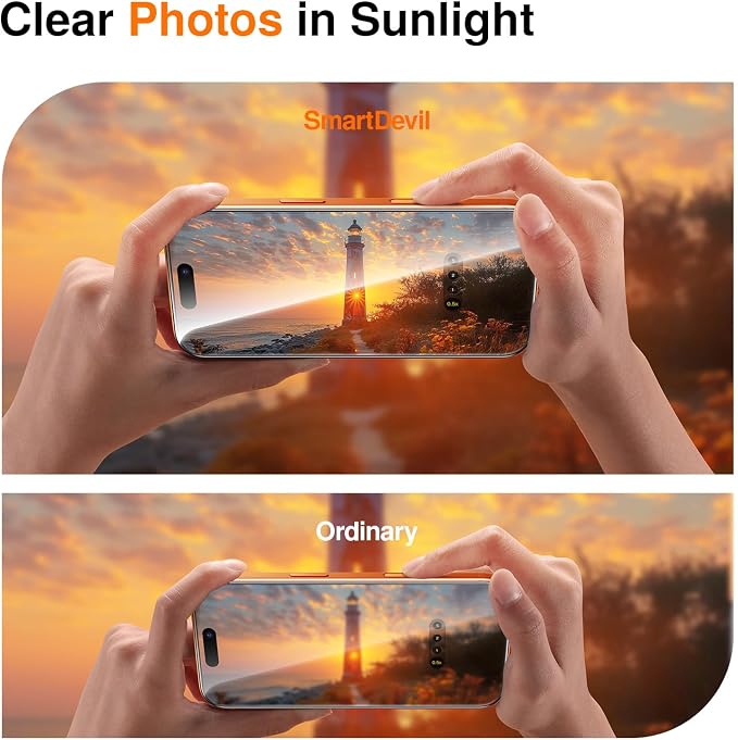 SMARTDEVIL 2 Pack for iPhone 16 Pro Screen Protector Anti-Blue Light | Eye Protection &amp Reduce Eye Strain 9H Tempered Glass with Auto Dust-Elimination Bubble Free Easy Installation