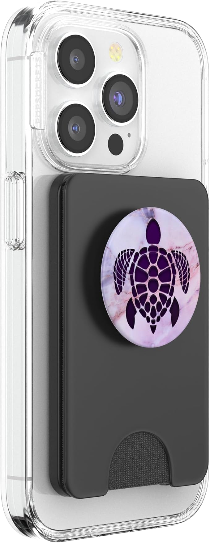 Purple Turtle Phone Grip on Pink Blue Gray Look PopSockets Adhesive PopGrip