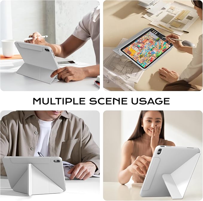 Clear Case for iPad A16 11th Generation 11 inch 2025 &amp iPad 10th Gen 10.9 inch 2022 with Pencil Holder Detachable Magnetic Rotating Transparent Hard PC Back Auto Wake/Sleep Trifold &amp Y Stan