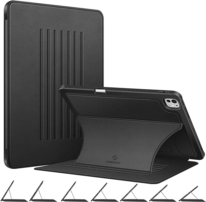 Fintie Magnetic Stand Case for iPad Pro 13-inch (M5) 2025 / (M4) 2024 - Multiple Angles Shockproof Rugged Soft TPU Cover with Pencil Holder Auto Sleep/Wake Black