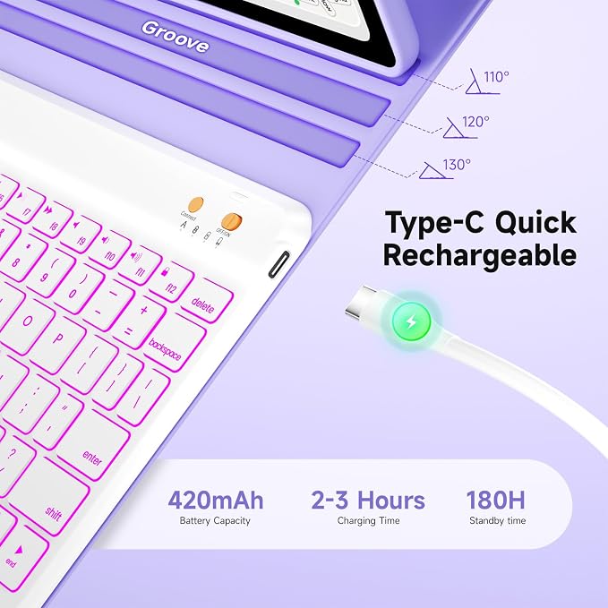 BLUTLOTUS Keyboard case for iPad 9th/8th/7th Generation 10.2 Inch - Backlit Wireless Detachable Folio Keyboard Cover with Pencil Holder for iPad 9th/8th/7th Gen Air 3rd Generation 10.5 Inch