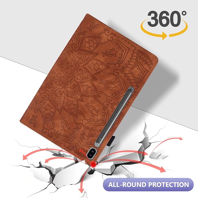Dteck Case for Samsung Galaxy Tab S9 FE+ Plus 5G Tablet Case 12.4 2023 with Pencil HolderPU Leather Embossed Flower Cat Folio Multi-Angle Viewing Stand Shockproof Protective Tablet 12.4 CoverBlue