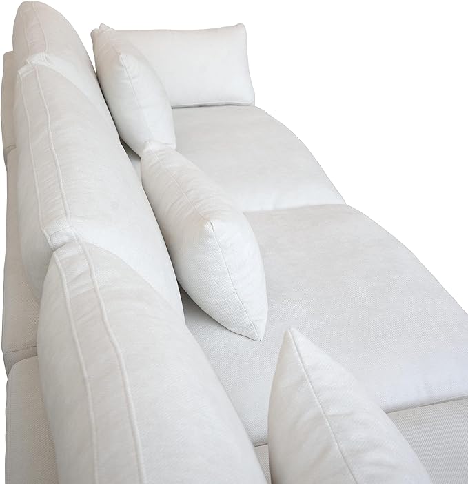 156" Cloud Couch Modular Sectional Sofa with Ottoman,L Shaped Down Couch, Down Filled Convertible Sofa,Cover Washable and Replaceable Couches for Living Room,White