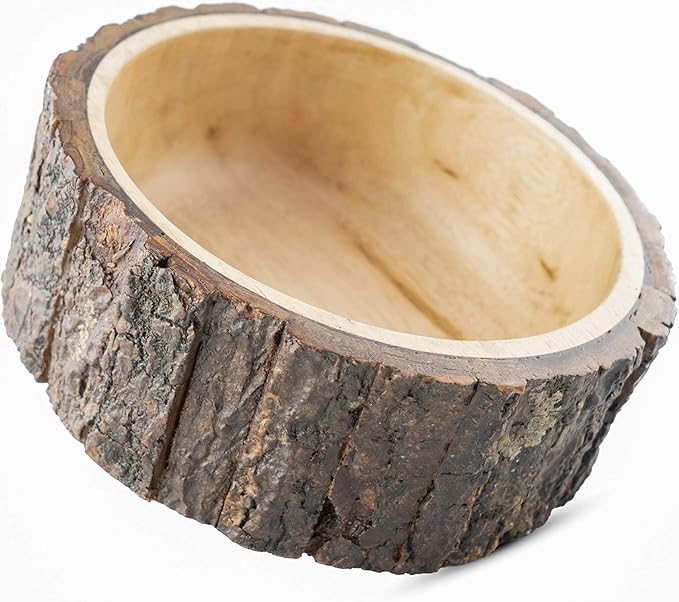 GoCraft Wood Potpourri Bowl with Tree Bark, Small, 6" Diameter x 3" Height, Wooden Decorative Bowl