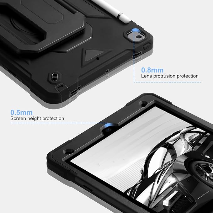 for iPad (A16) 11th Generation Case 11 Inch 2025/ iPad 10th Generation Case 10.9 Inch 2022 with 360 Rotating Grip Magic StandPencil Slot/Key Chain/Carrying Shoulder Strap Cover for iPad 10th Gen