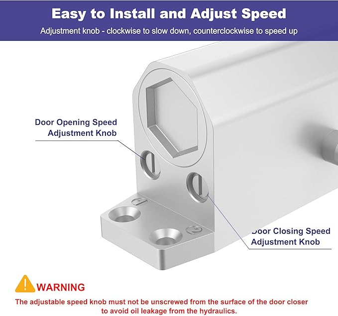 Jayseon Automatic Door Closer for Home & Commercial Door Closer, Fits 99~143 lb Weight, Hydraulic Auto Closers Silent for Residential or Light Commercial, Aluminum Silver