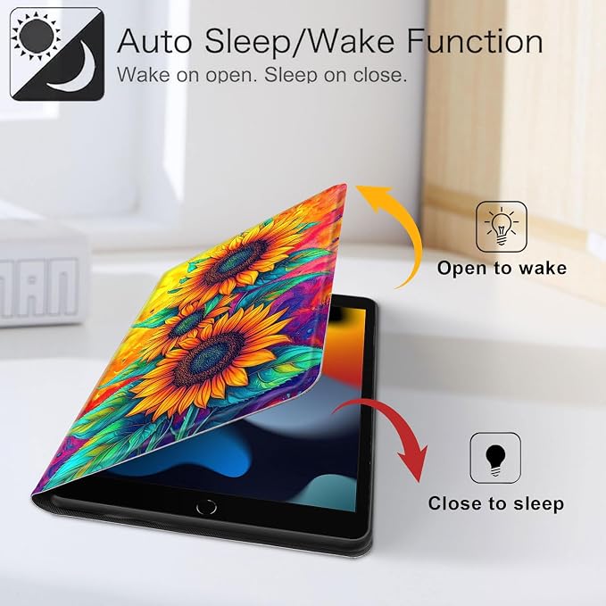 for iPad 11th Generation (A16 2025) 11 / iPad 10th Gen 10.9 2022 Case 360° Rotating PU Leather Stand Cover with Auto Sleep/Wake Shockproof TPU Backl Raccoon Perched