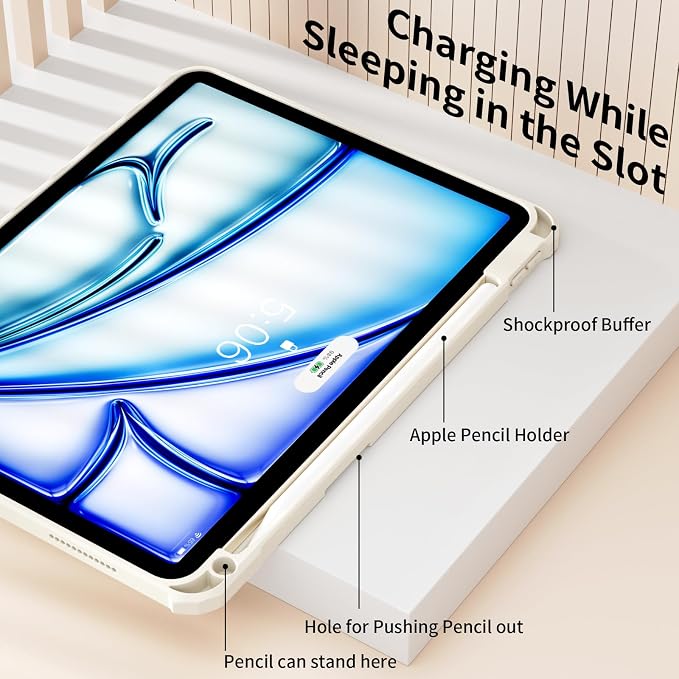 Clear Case for iPad Air 11 Inch M4 2026/M3 2025/M2 2024 Black | for iPad Air 5th/4th Generation 10.9 Inch 2022/2020 Clear Hard Back Tablet Cover with Pencil Holder Slim Auto Wake/Sleep