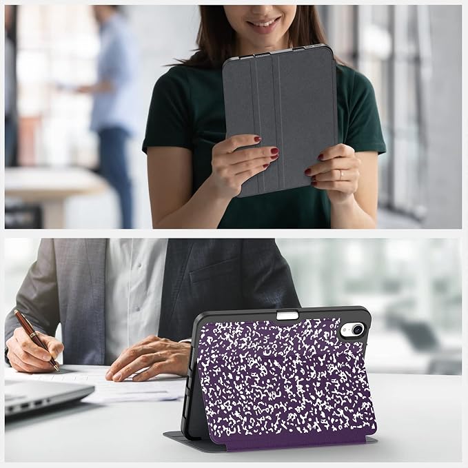 Case for iPad mini 7 (A17 Pro) 2024/Mini 6 2021 8.3-Book Black | Slim Lightweight Folio Stand Case Auto Wake/Sleep Soft TPU Back Cover with Pencil Holder for iPad mini 7th/6th Generation