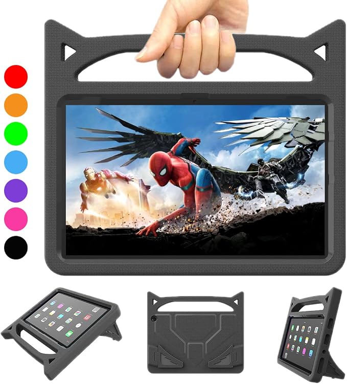 10 inch Tablet case for KidsLight Weight Shock Proof Handle Stand Kids Friendly.2023/2021 Release.Incompatible with TCL iPad Samsung 10in Tablet.(Black)