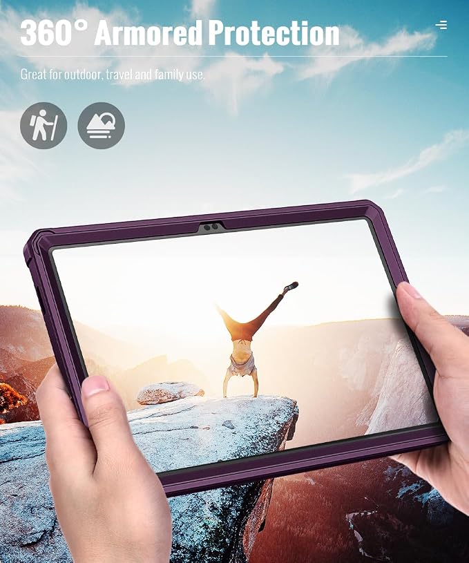 MoKo Shockproof Case Fit Samsung Galaxy Tab A11+ Plus/ A9+ 11 Inch | Full Body Rugged Stand Back Cover with Built-in Screen Protector for Galaxy Tab A11+/ A9+ Tablet Light Gray