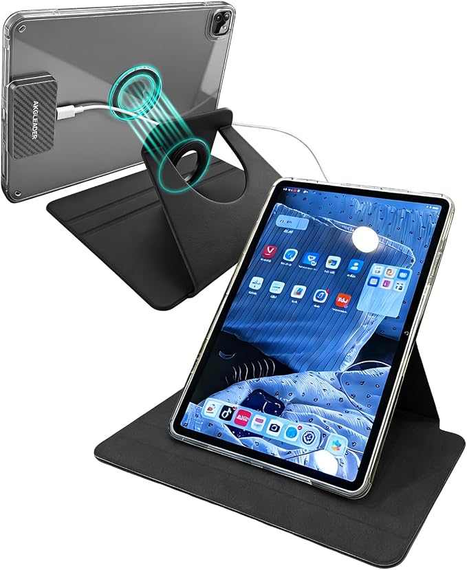 Magnetic Case for iPad Pro 11 Inch 2025/2024 Compatible with iPad Pro M5/M4 Protective Cover with Removable 360 Degree Rotating Slim Stand Auto Wake/Sleep Pencil Holder Black
