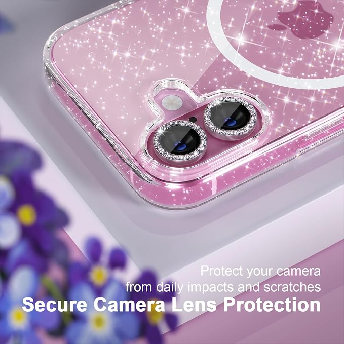 Choiche for iPhone 15 Pro Max Case Compatible with MagSafe Glitter Black | Women Girly Cute Glitter Sparkly Magnetic Phone Case with Diamond Camera Lens Protectors Military-Grade Drop Protection 6.7