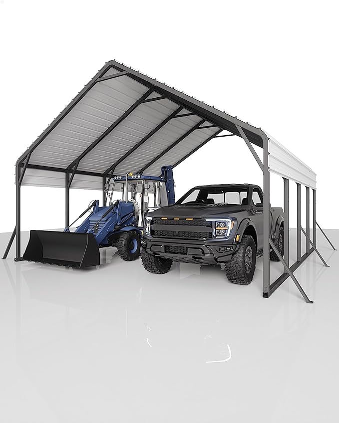 20'x20'x13' Metal Carport for 2 Cars, Heavy Duty Car Ports for Heavy Snow, Reinforced Frame, Tall Metal Car Ports for Bass Boats, Full-Sized Pickup Trucks, and Tractors, N.W. 800 Lbs