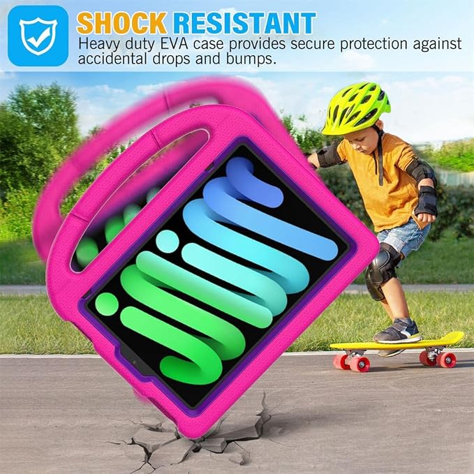 SUPLIK Kids Case for iPad mini 7 (A17 Pro) 2024 &amp iPad mini 6 2021 8.3-inch iPad mini 6th/7th Generation Case with Screen Protector Durable Shockproof Kids Cover with Handle Stand Black