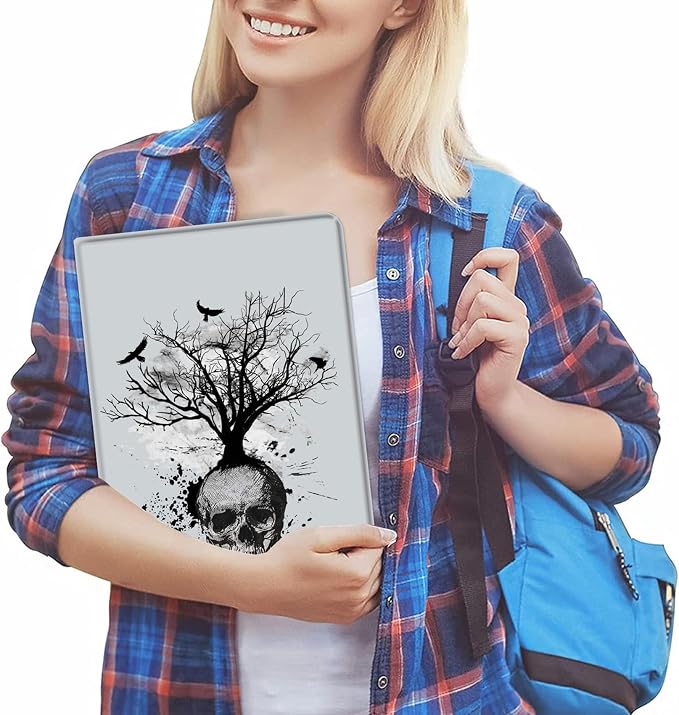 for Samsung Galaxy Tab A8 10.5 2022 Slim Case with Adjustable Stand Cover with Auto Wake/Sleep Smart Cover for Samsung Galaxy A8 10.5 Inch（SM-X200/X205/X207）- Black and White Skull Head Tree