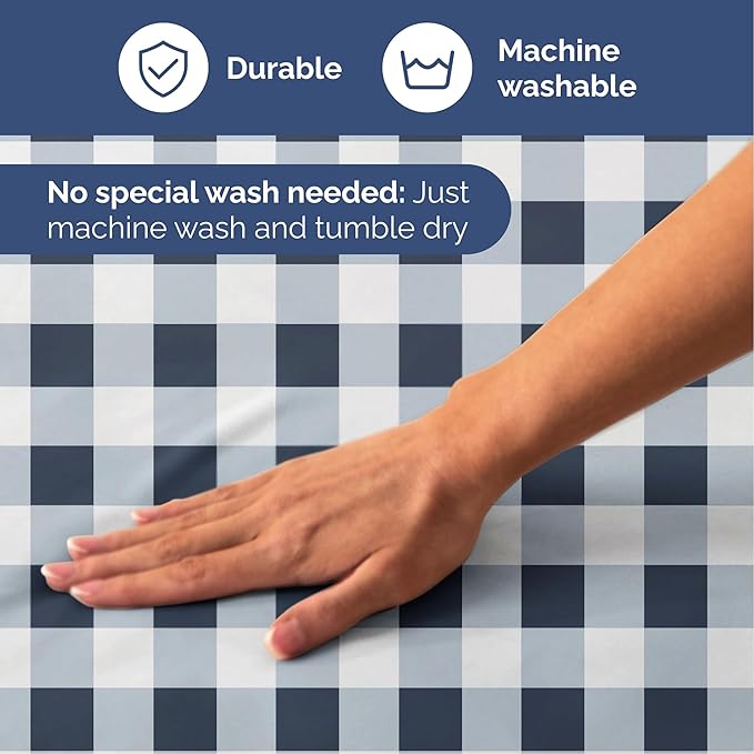 Blue Gingham Bed Sheet Set – 1 Flat & 1 Fitted Sheet & 1 Pillowcase w/ Deep Pockets – Grid, Plaid, Checkered Pattern Bedding - Wrinkle & Fade Resistant - Ultra-Soft, Breathable & Cooling - Twin Size