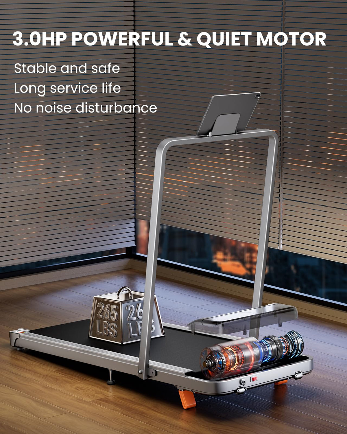 Abonow Walking Pad with Handle Bar - 2 in 1 Under Desk Treadmill, Sliver