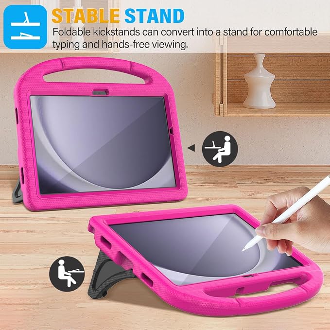 SUPLIK Kids Case for Samsung Galaxy Tab A11 Plus 2025 &amp A9 Plus 2023 11-inch Tablets Galaxy Tab A11+/A9+ Case with Screen Protector Durable Shockproof Handle Stand Cover for Kids Pink