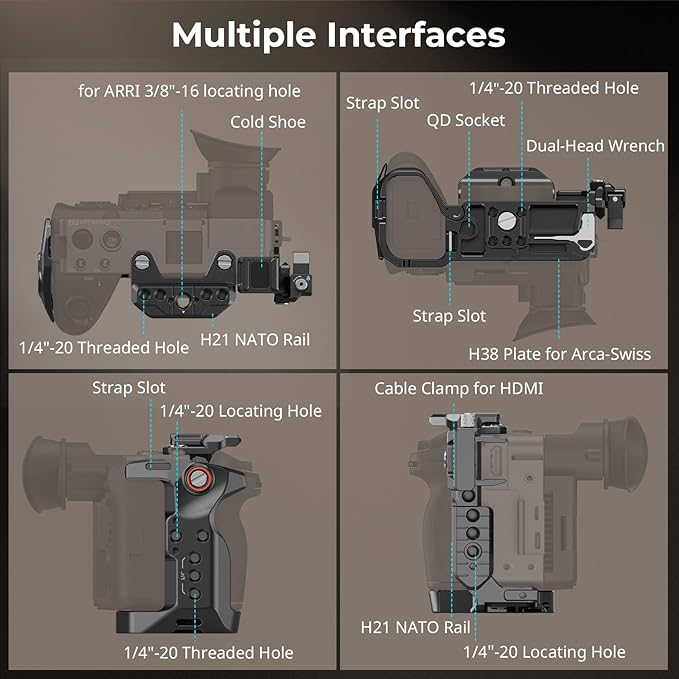 SMALLRIG Cage Kit for Sony FX2, with V-Mount Plate, Top Handle, HDMI Clamp, and Wrist Strap, Built-in Multiple Expansion Interfaces, Advanced Rig for Sony FX2-5590