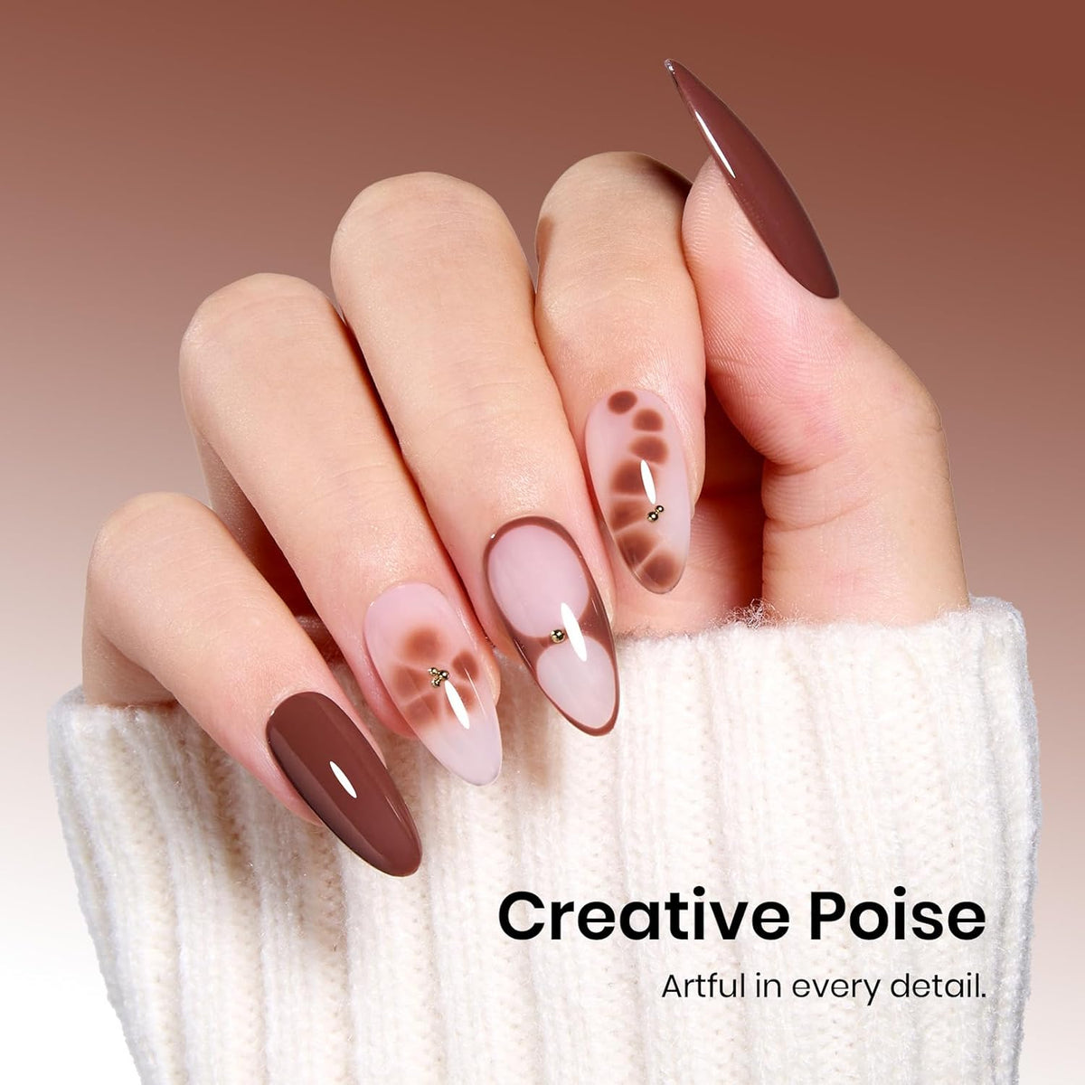 beetles Brown Gel Polish - Cocoa Luxe Brown Color Gel Polish, 15ML Soak Off Nail Art Manicure Salon DIY Uv Lamp Nail Design Decoration at Home