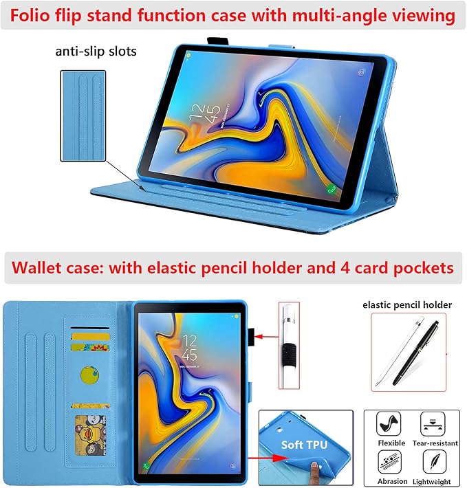 for Galaxy Tab A 8.4 Case 2020 Model (SM-T307/T307U) with Pencil Holder Pockets Multi-Angle Viewing Folio Stand PU Leather Shockproof TPU Cover for Samsung Tab A 8.4 T307 Black Rose Flower