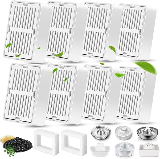 Cat Water Fountain Filters, 8 Carbon Filters& 2 Foams Filters