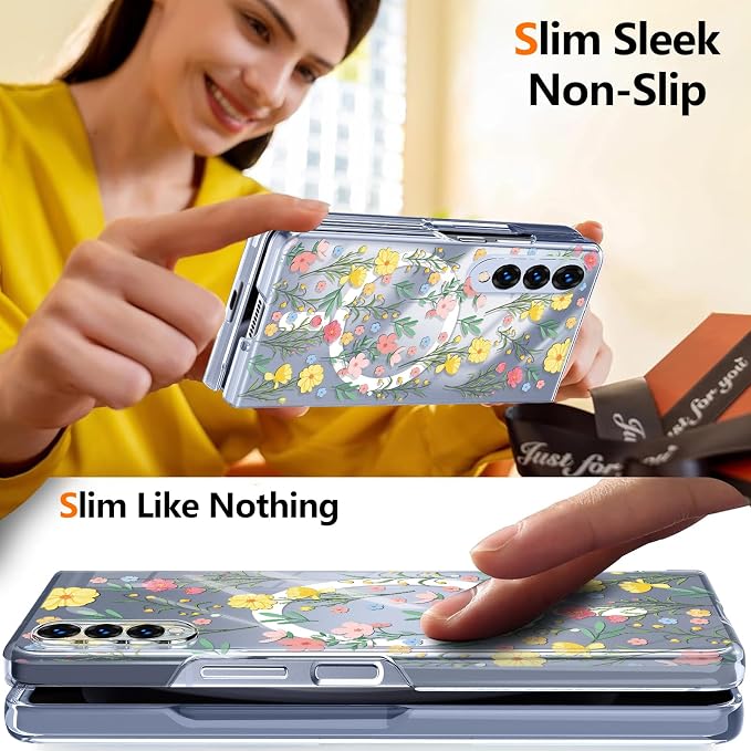 for Galaxy Z Fold4 CaseBuilt-in Magnet CircleWireless Charging | Military-Grade Shockproof case Cover for Samsung Galaxy Z Fold4Anagallis