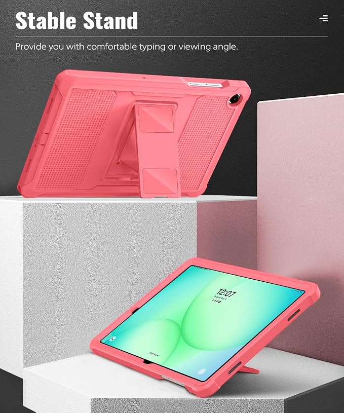 MoKo Shockproof Case Fit Samsung Galaxy Tab A11+ Plus/ A9+ 11 Inch | Full Body Rugged Stand Back Cover with Built-in Screen Protector for Galaxy Tab A11+/ A9+ Tablet Light Gray