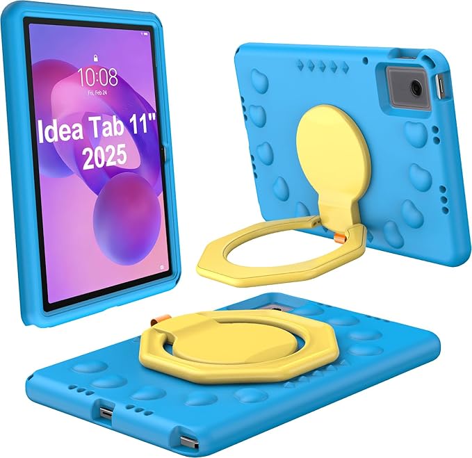 for Lenovo Idea Tab Plus Case 12.1 2025 with 360° Rotating Stand Handle and Pencil Holder New EVA Shockproof Cover for Kids Adults Home School Office Outdoor Black