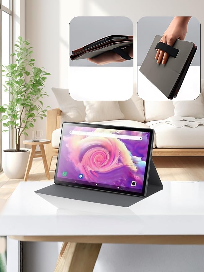 for HiGrace/Urao G140L 14 Inch Android Tablet CaseBOVUGAC Folding Stand Protective CoverFull Protection Premium PUScratch Resistant(Grey)