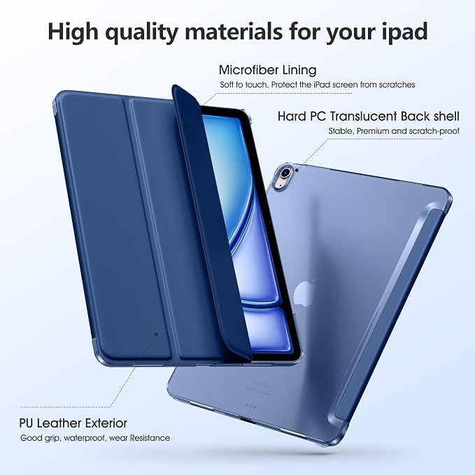 for iPad Air 13 Inch Case M4/M3/M2(2026/2025/2024) Lavender | Slim Trifold Stand Protective Cover with Translucent Hard Back for iPad Air 13 Case Support Touch ID Auto Wake/Sleep