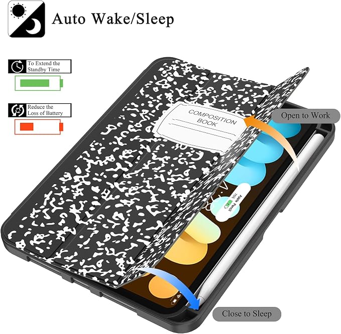 Soke Case for iPad mini (A17 Pro) 7th/ 6th Generation (Book Wine) | Built-in Apple Pencil Slot fit iPad Mini 2024 and 2021 8.3 inch Auto Sleep/Wake