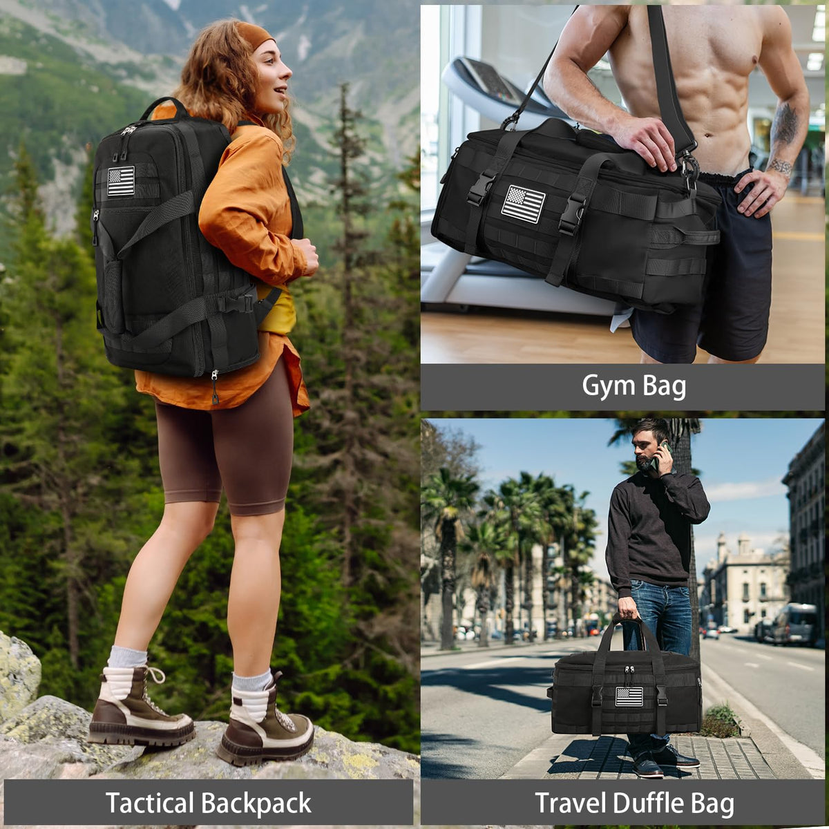 Gym Bags for Men, Large Tactical Duffle Bag with Shoe Compartment