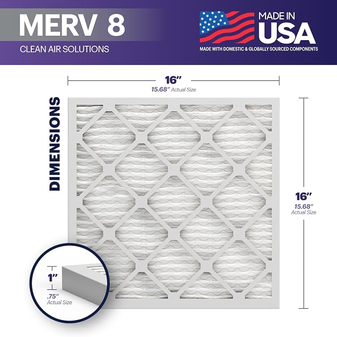 BNX TruFilter 16x16x1 Air Filter MERV 8