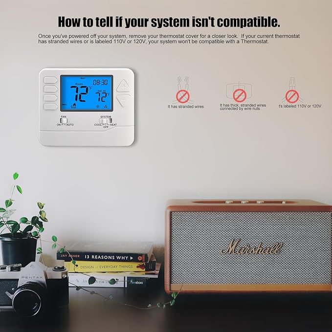 Suuwer 5-1-1 Day Programmable Thermostats for Home 1 Heat/ 1 Cool Conventional Single-Stage Systems