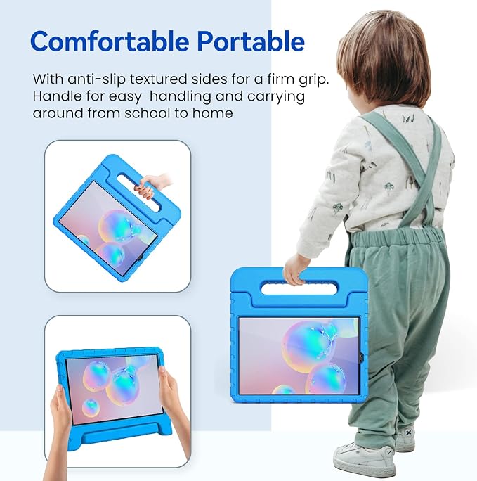 Kids Case for Samsung Galaxy Tab S6 Lite 10.4 Inch with S Pen Holder Black | Fits 2024/2020/2022 Released Shockproof EVA Lightweight Foldable Handle Stand Washable Kids-Friendly
