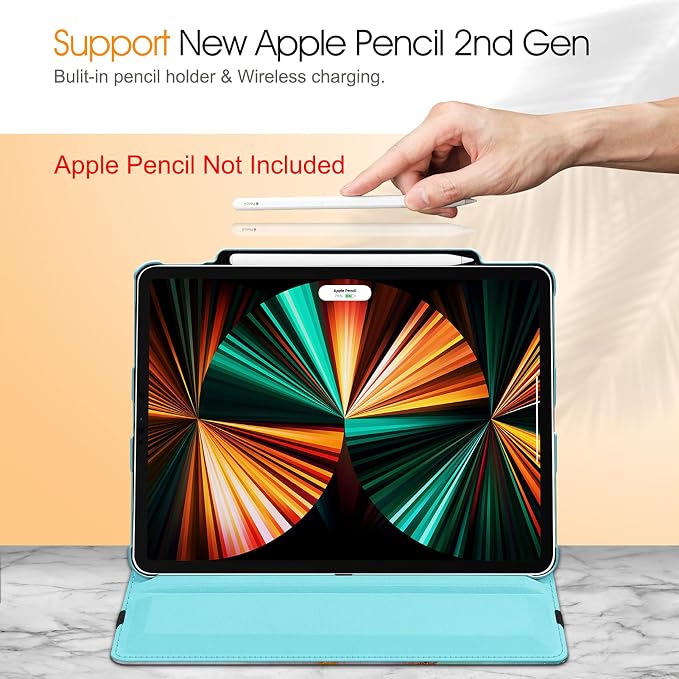 Fintie Rotating Case for iPad Pro 12.9-inch 6th/5th/4th/3rd Generation | 360° Swivel Stand Landscape &amp Portrait Viewing Shockproof Protective Cover Pencil Holder Auto Sleep/Wake Black