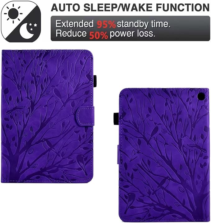 Case for Amazon Fire HD 8 &amp 8 Plus (12th/10th Generation 2024/2022/2020 Release) Pen Holder Premium PU Leather Stand Cover with Smart Auto Wake/Sleep Green Tress