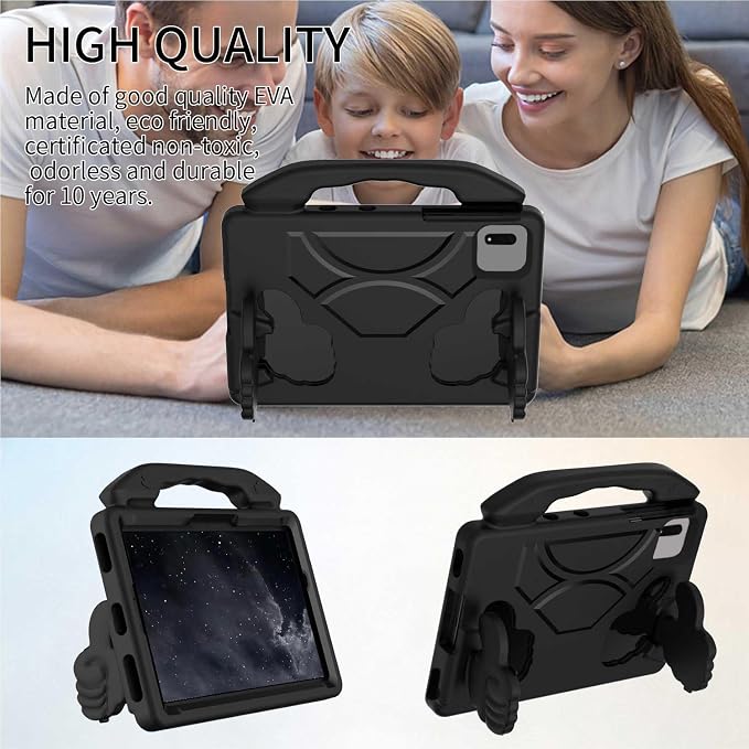 For Samsung Galaxy S11/S10/S9/S9FE/S8/S7 11 EVA Material Light Weight Shockproof Rugged Heavy Duty Thumb Kickstand Tablet Case For Lenovo M11/TAB Idea/Xiaoxin Pad Xiaomi PDA HONOR PAD X8a/X8b (black)
