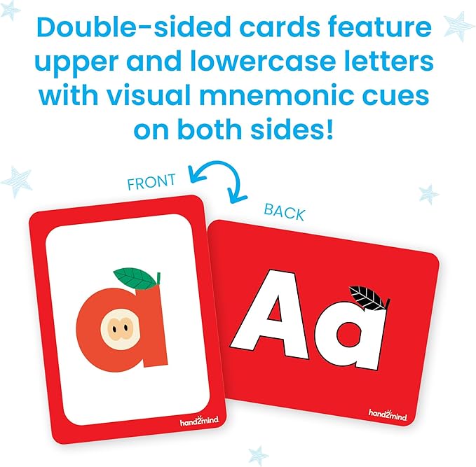 hand2mind Alphabet Picture Mnemonic Cards, ABC Flashcards for Kids, Classroom Alphabet Cards, Early Learning Flash Cards, Letter Recognition, Montessori Alphabet Cards, Toddler Learning Activities
