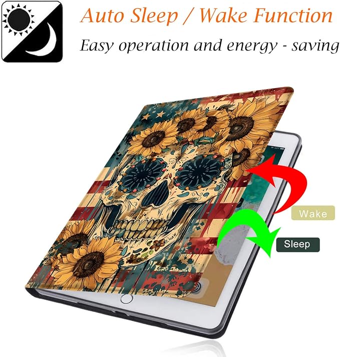 Case for Samsung Galaxy Tab A9 Plus 11 2023 Multi-Viewing Angles with Automatic Sleep/Wake Function for Samsung Galaxy A9+Tablet (SM-X210/X216/X218) American Flag Wolf