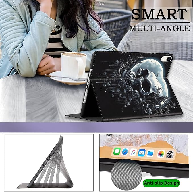 Case for iPad (A16) 11th Generation 11 Inch 2025 / iPad 10th Generation 10.9 Inch 2022 Ultra-Thin Multi-Angle Protective Cover with Auto Sleep/Wake A Dark Horse